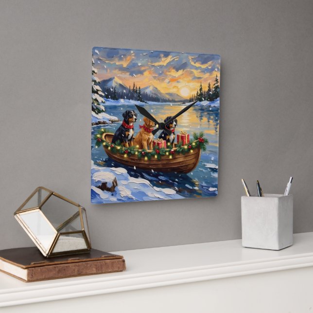 Horloge Carrée Papillon Noël Bateau Fêtes (Bureau)