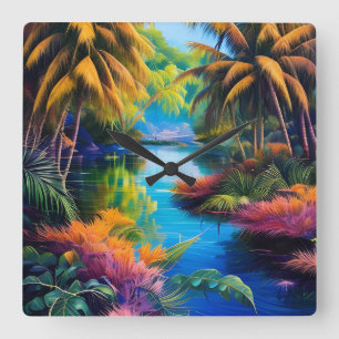 Horloge Carrée Paradis tropical II