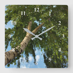 Horloge Carrée parapluie de bouleau