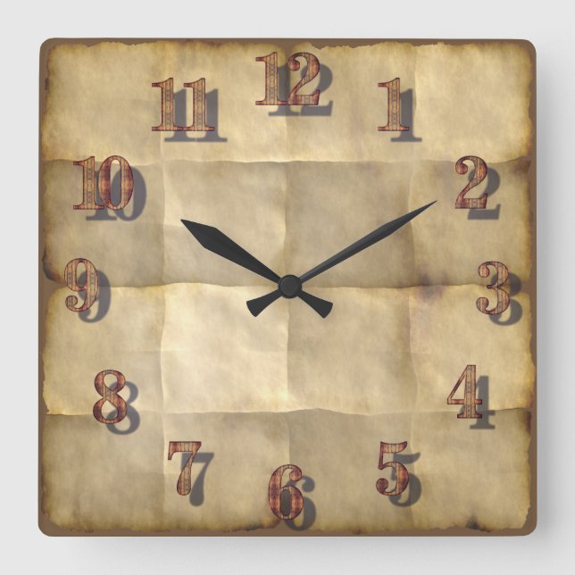 Horloge Carrée Parchment paper clock (Recto)