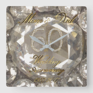 Horloge Carrée Parents 60e anniversaire Diamond Mariage 2017