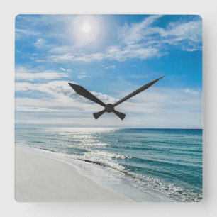 Horloge Carrée Parfait Beach Day Mon Happy Place Côtière Tropical