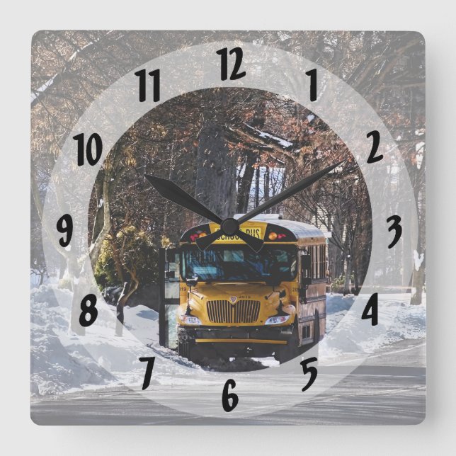 Horloge Carrée Parked School Bus (Recto)