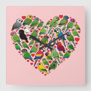 Horloge Carrée Parrot Heart