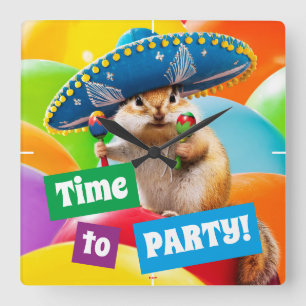Horloge Carrée Parti Chipmunk De Sombrero