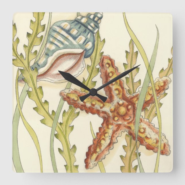 Horloge Carrée Partie Shell multicolore (Recto)