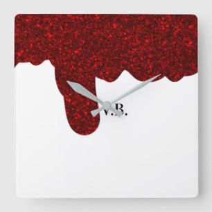 Horloge Carrée Parties scintillant rose étincelante design ajoute