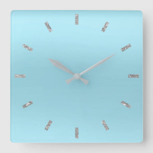 Horloge Carrée Parties scintillantes minimales en pastel d'Ombre