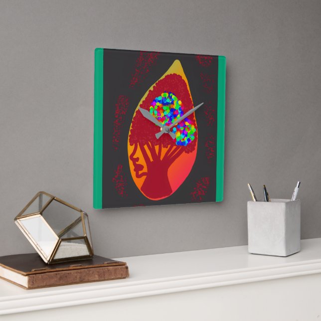 Horloge Carrée Passion dans une larme (Bureau)