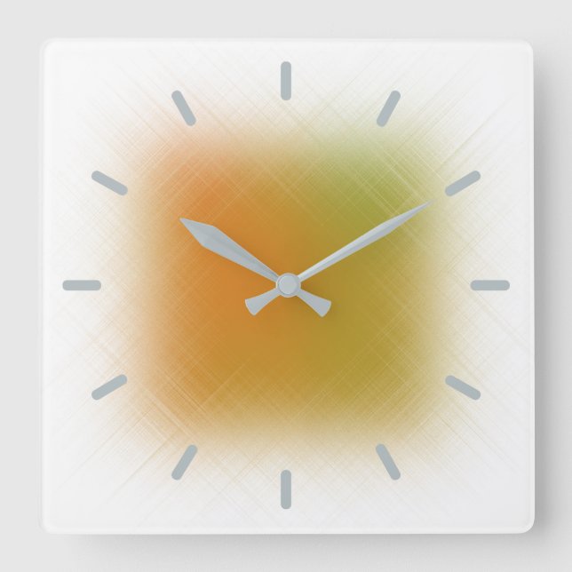 Horloge Carrée Pastel Abstrait Orange et Lime (Recto)