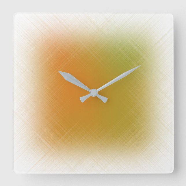 Horloge Carrée Pastel Abstrait Orange et Lime (Recto)