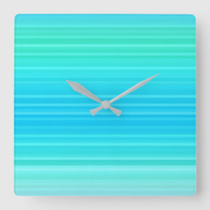 Horloge Carrée Pastel Abstrait Turquoise Bleu Bleu Grandes Têtes