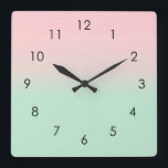 Horloge Carrée Pastel Aesthétique Ombre Gradient Pink Mint Green<br><div class="desc">Ajoutez votre nom et personnalisez ce tapis de yoga. Belle aquarelle digitale rose pastel et vert menthe dégradée dégradé ombre design. Simple,  calme,  relaxant et glamour,  boho,  chic tapis de yoga moderne. Un cadeau radieux. Cadeaux Gradient personnalisés. Belle décoration d'esthétique coréenne rose pastel et vert menthe cadeaux de maison.</div>