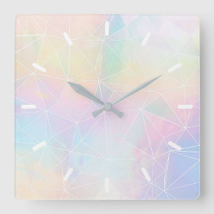Horloge Carrée pastel colors geometric