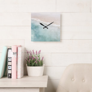 Horloge Carrée Pastel doux Océan des Caraïbes Bliss 1