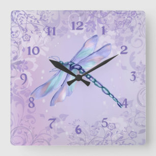 Horloge Carrée Pastel Dragonfly