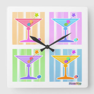 HORLOGE CARRÉE PASTEL POP ART MARTINIS