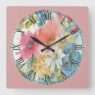 Horloge Carrée Pastel Watercolor