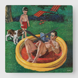 Horloge Carrée Patauger la piscine