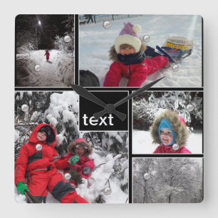 Horloge Carrée Patches personnalisées customisées carrés cadres b