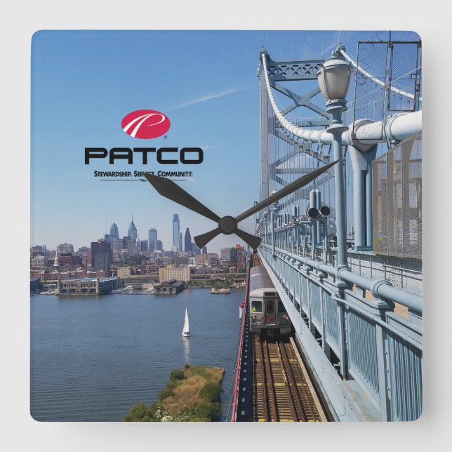 Horloge Carrée PATCO Philadelphia Skyline Wall Clock - Square (Recto)