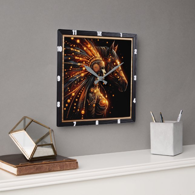 Horloge Carrée Patrimoine amérindien (Bureau)