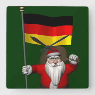 Horloge Carrée Patriotic Santa Claus With Ensign Of Germany