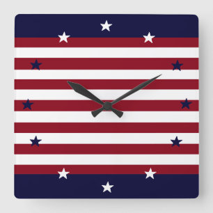 HORLOGE CARRÉE PATRIOTIC STARS AND STRIPES CLOCK