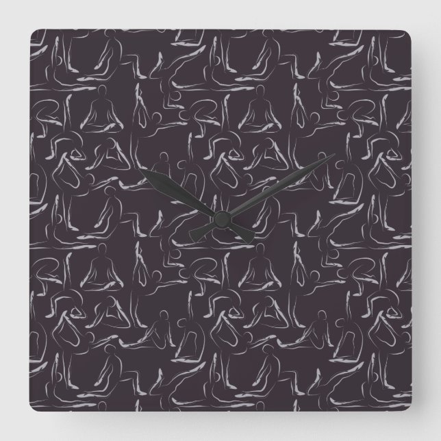 Horloge Carrée Patter le yoga | Yoga seamless pattern 15 (Recto)