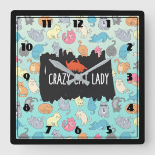 Horloge Carrée Patters de Cat Cat Crazy