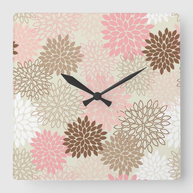 Horloge Carrée Patters de Pink And Brown (Recto)