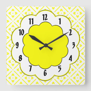 Horloge Carrée Patters de Sunshine Yellow