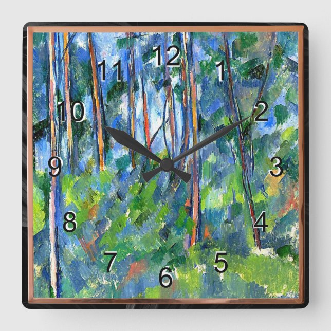 Horloge Carrée Paul Cezanne : Dans la forêt, tableau de Cézanne (Recto)