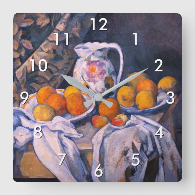 Horloge Carrée Paul Cezanne - La vie morte avec un rideau (Recto)