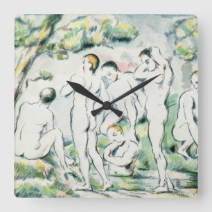 Horloge Carrée Paul Cezanne   les baigneurs, petit plat