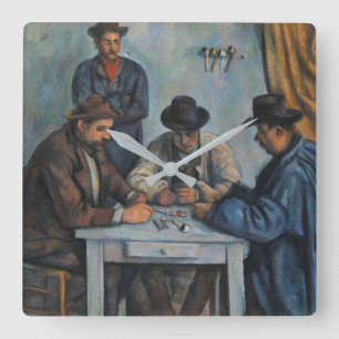 Horloge Carrée Paul Cezanne   les joueurs de carte