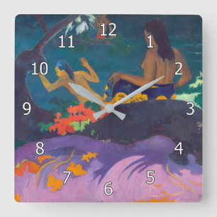 Horloge Carrée Paul Gauguin - Au bord de la mer / Fatata te Miti