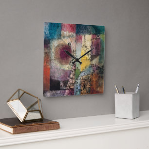 Horloge Carrée Paul Klee Art Abstrait Cubisme 