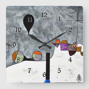 Horloge Carrée Paul Klee peinture populaire, Winter,