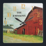 Horloge Carrée Pays de rustic<br><div class="desc">I love this photo and this barn. Photo prise par un vieux barn à Clinton, GA — my friend's home town. I have the photo on the wall in my living room in New York — so it doesn't matter where you live, if you fall love with this barn. Can...</div>