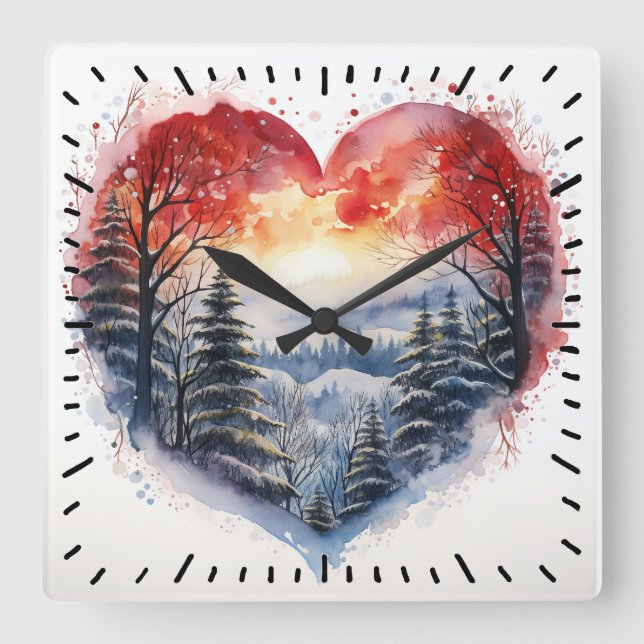 Horloge Carrée Paysage aquarelle (Recto)