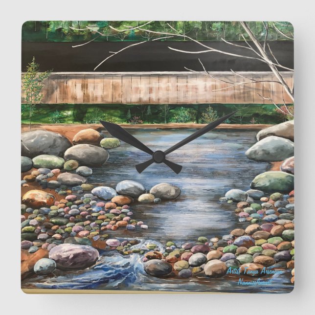 Horloge Carrée Paysage Brook Art (Recto)