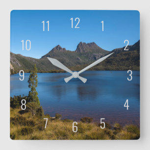 Horloge Carrée Paysage de Cradle Mountain & Dove Lake Place Panor