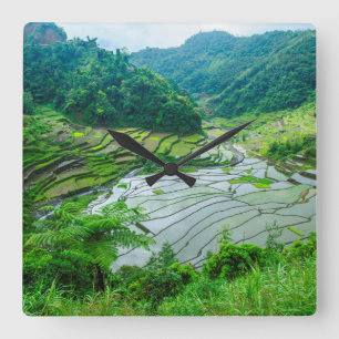 Horloge Carrée Paysage de rizières, Philippines