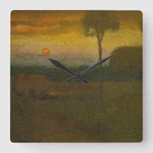 Horloge Carrée Paysage du soir par George Inness (1889)
