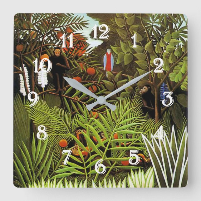 Horloge Carrée Paysage exotique par Henri Rousseau (Recto)