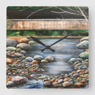 Horloge Carrée Paysage Le Brook art artisanal original