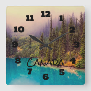 Horloge Carrée Paysage pittoresque du Nord Canada rustique