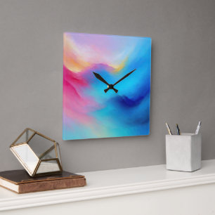 Horloge Carrée Paysage rose et bleu "Shroudglen".