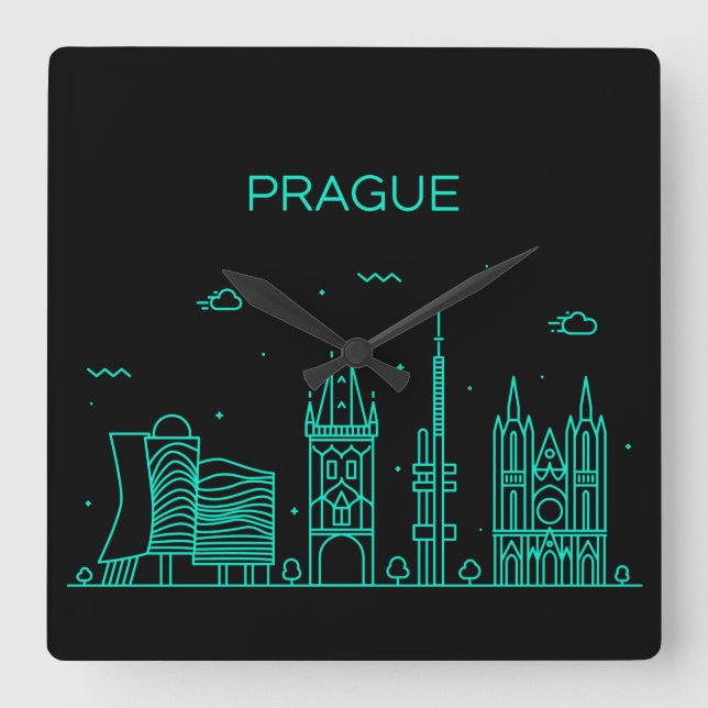 Horloge Carrée Paysage urbain de Prague (Recto)